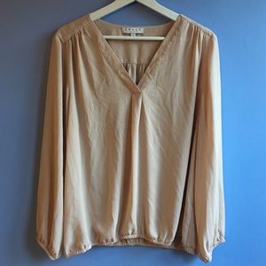 Blush pink gathered hem career blouse